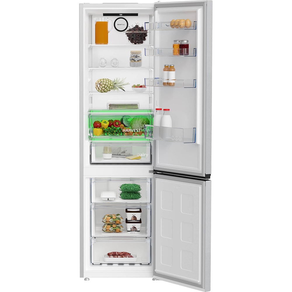 Combina frigorifica BEKO B3RCNA404HM, No Frost, 355 l, H 203.5 cm, Clasa E, gri lucios