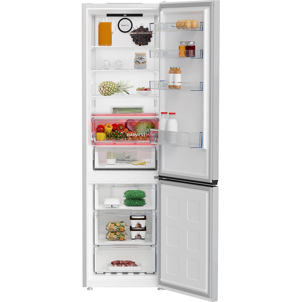 Combina frigorifica BEKO B3RCNA404HM, No Frost, 355 l, H 203.5 cm, Clasa E, gri lucios