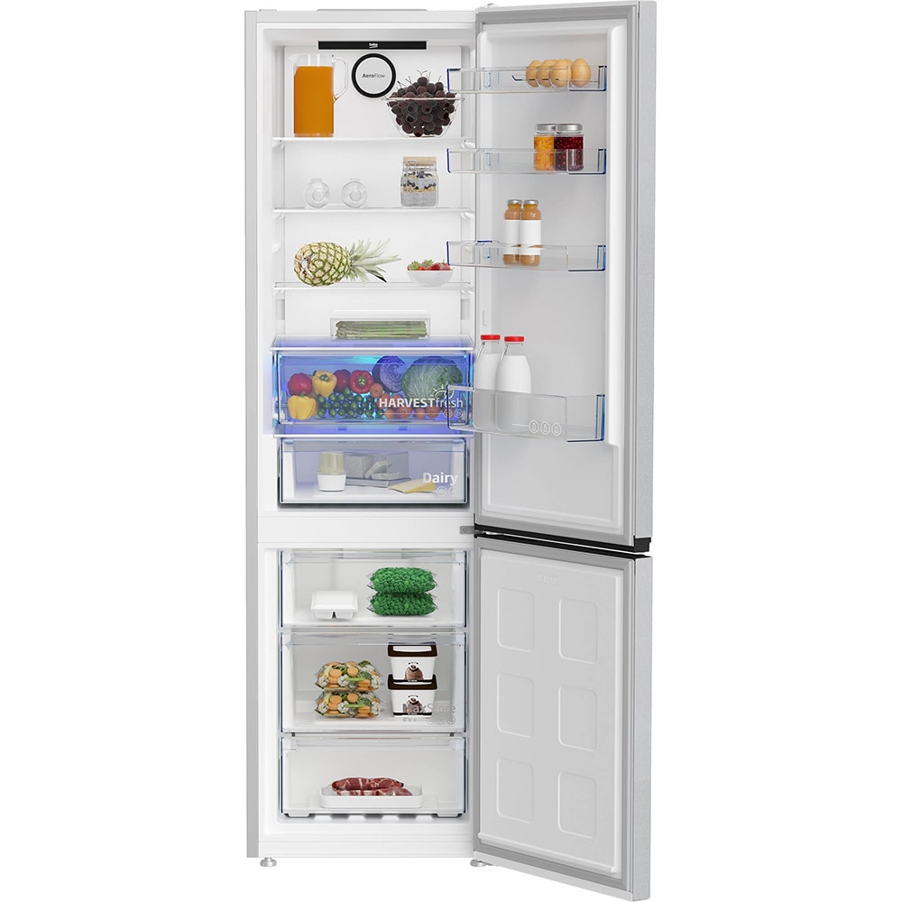 Combina frigorifica BEKO B3RCNA404HM, No Frost, 355 l, H 203.5 cm, Clasa E, gri lucios
