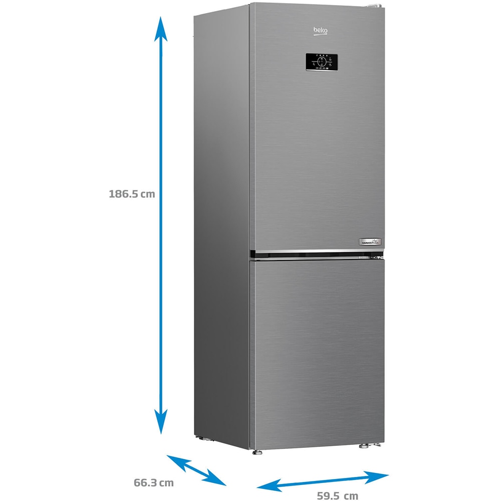 Combina frigorifica BEKO B5RCNA365HXB, No Frost, 316 L, H 186.5 cm, Clasa D, argintiu