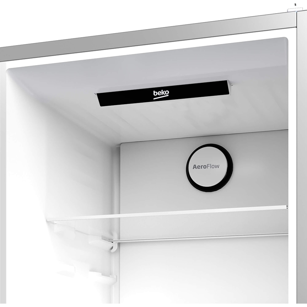 Combina frigorifica BEKO B5RCNA405HDM, No Frost, 355 l, H 203.5 cm, Clasa D, Dozator apa, gri lucios