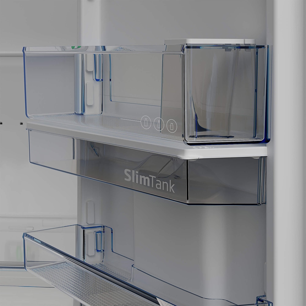 Combina frigorifica BEKO B5RCNA405HDM, No Frost, 355 l, H 203.5 cm, Clasa D, Dozator apa, gri lucios