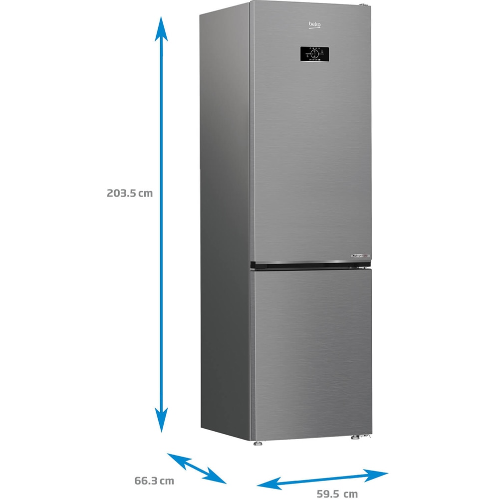 Combina frigorifica BEKO B5RCNA405HXB, No Frost, 355 l, H 203 cm, Clasa D, argintiu