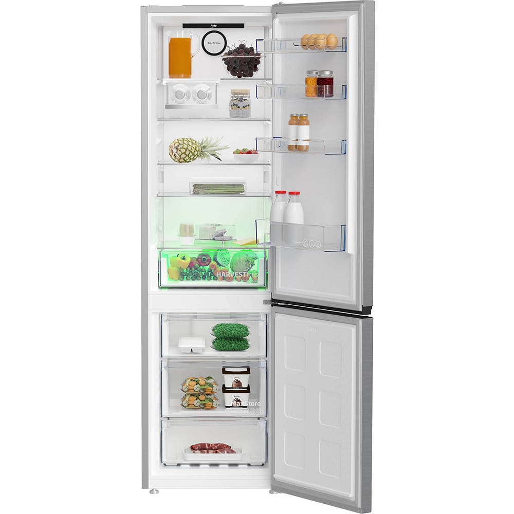 Combina frigorifica BEKO B5RCNA405HXB, No Frost, 355 l, H 203 cm, Clasa D, argintiu