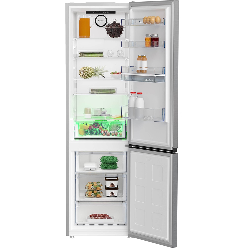 Combina frigorifica BEKO B5RCNA406DHXB1, No Frost, 355 l, H 203 cm, Clasa C, Dozator apa, inox