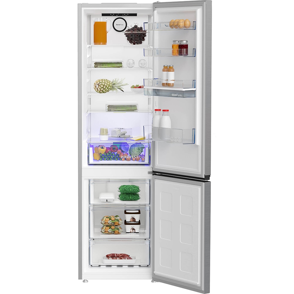 Combina frigorifica BEKO B5RCNA406DHXB1, No Frost, 355 l, H 203 cm, Clasa C, Dozator apa, inox