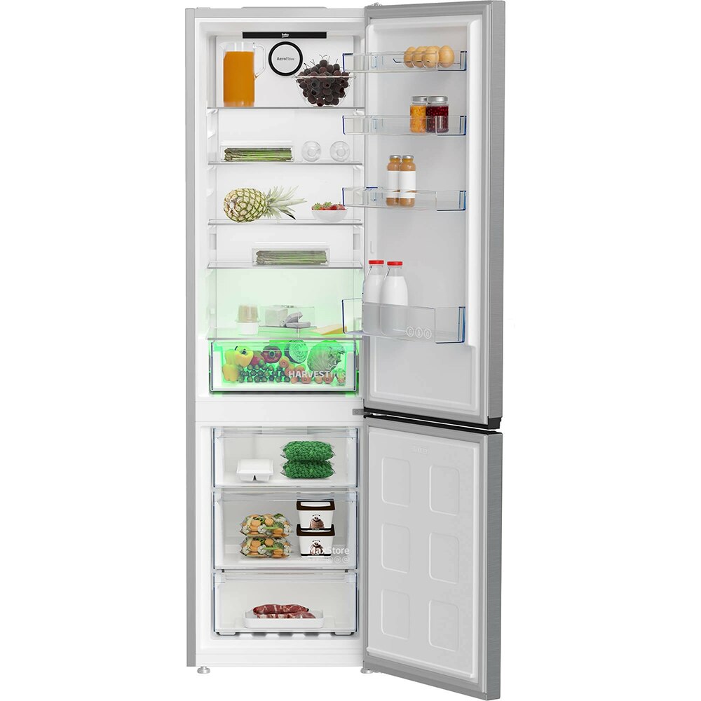 Combina frigorifica BEKO B5RCNA406HXB1, No Frost, 355 l, H 203 cm, Clasa C, argintiu