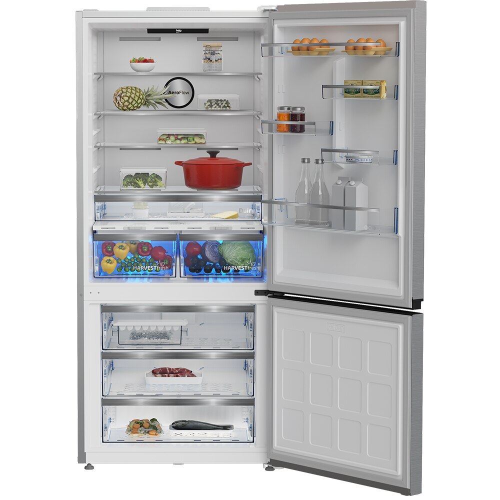 Combina frigorifica BEKO B5RCNE615ZXP, No Frost, 615 l, H 193.5 cm, Clasa D, argintiu