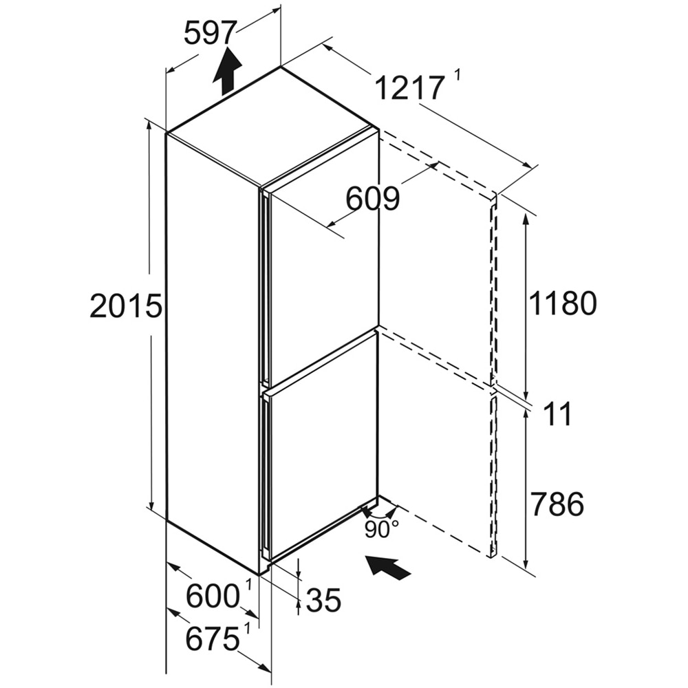 Combina frigorifica LIEBHERR CNsdc 5703, Duo Cooling, 371 l, H 201.5 cm, Clasa C, inox