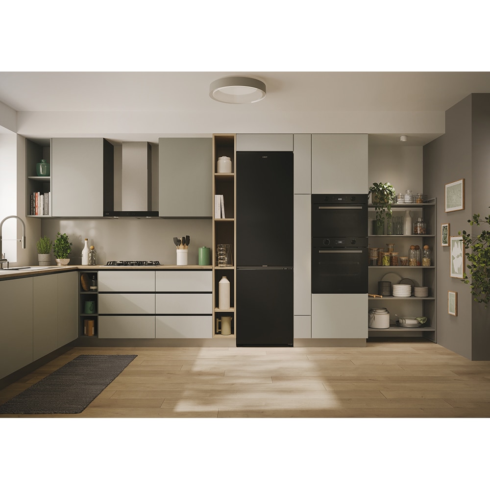 Combina frigorifica CANDY ECN2CQTEB206, Total No Frost, 409 l, H 205 cm, Clasa E, negru
