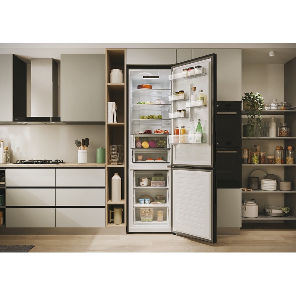Combina frigorifica CANDY ECN2CQTEB206, Total No Frost, 409 l, H 205 cm, Clasa E, negru