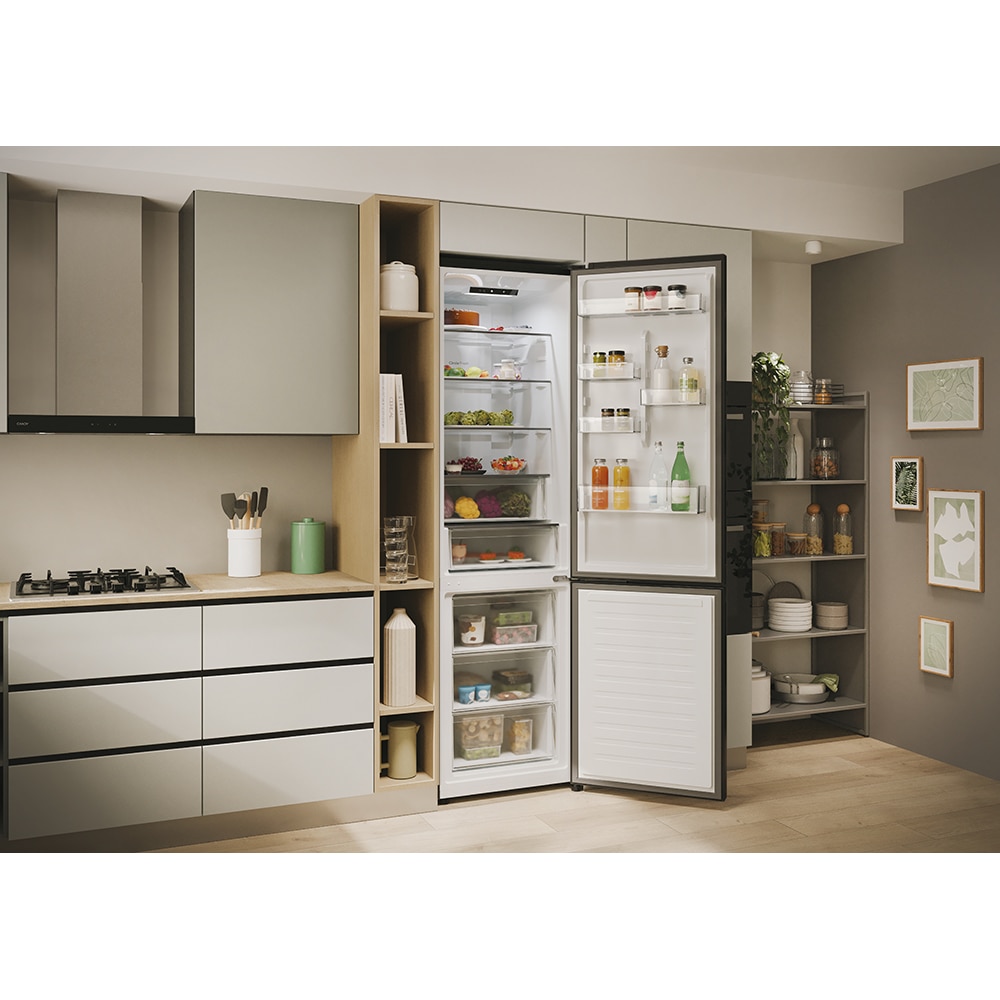Combina frigorifica CANDY ECN2CQTEB206, Total No Frost, 409 l, H 205 cm, Clasa E, negru