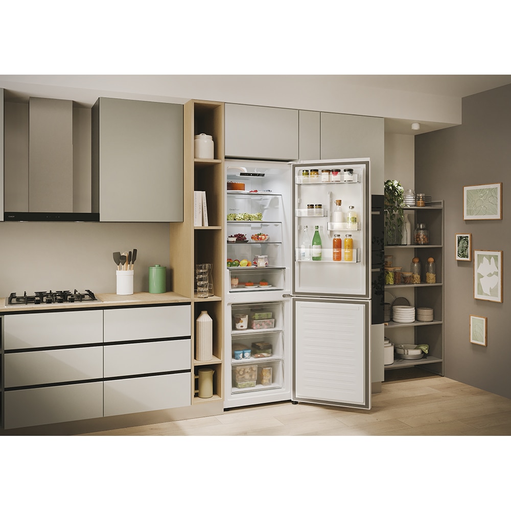 Combina frigorifica CANDY ECN2CQTEW186, Total No Frost, 355 l, H 185 cm, Clasa E, alb