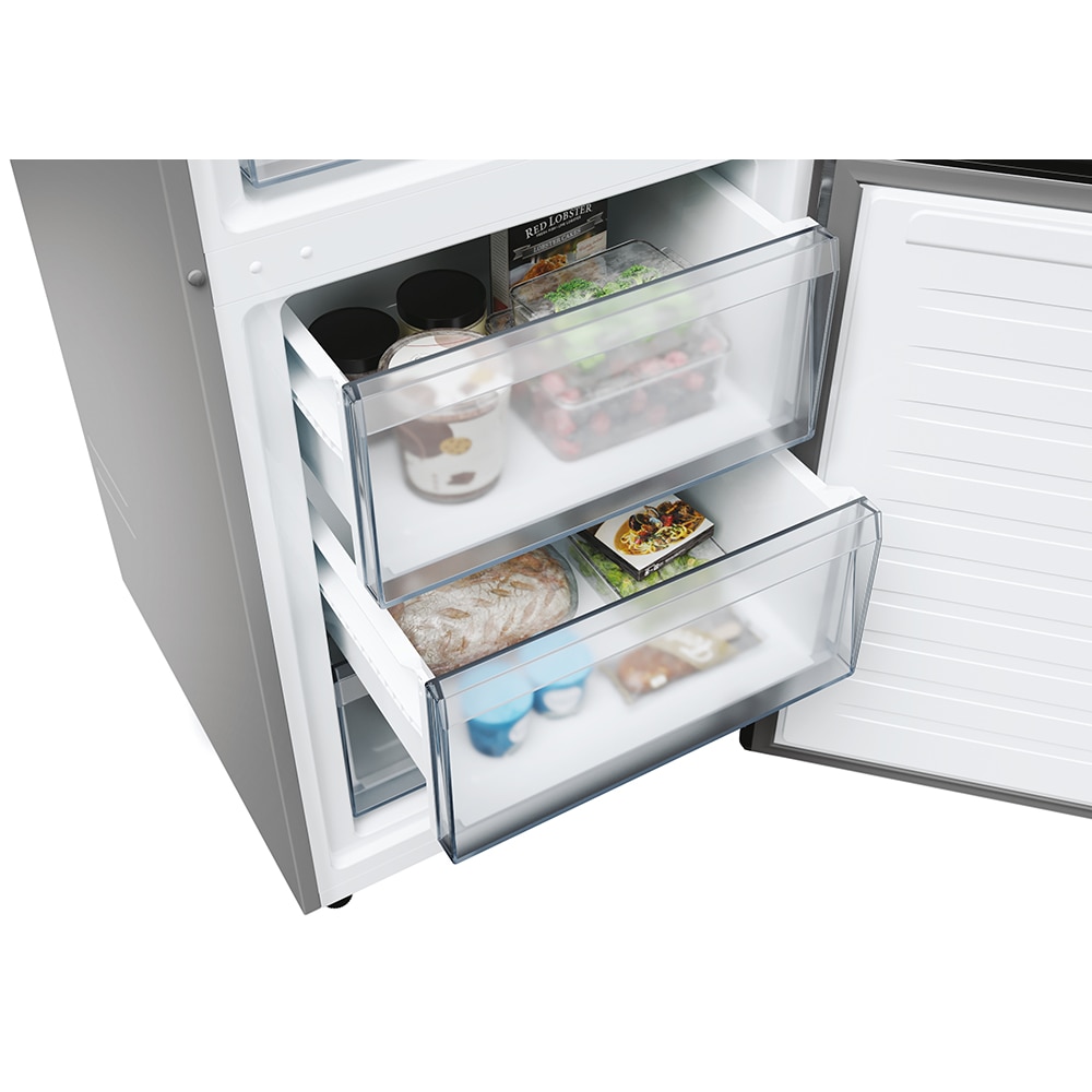 Combina frigorifica CANDY ECN2CQTEX206, Total No Frost, 409 l, H 205 cm, Clasa E, inox