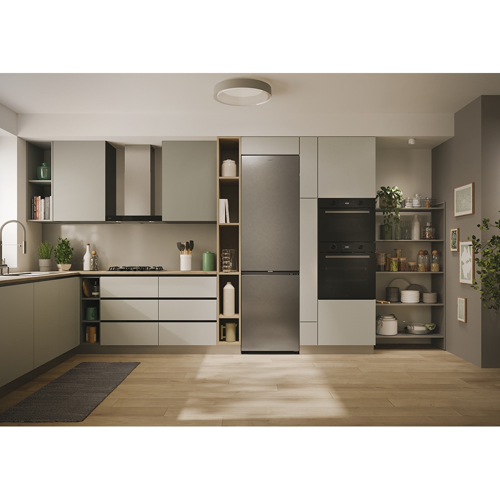 Combina frigorifica CANDY ECN2CQTEX206, Total No Frost, 409 l, H 205 cm, Clasa E, inox