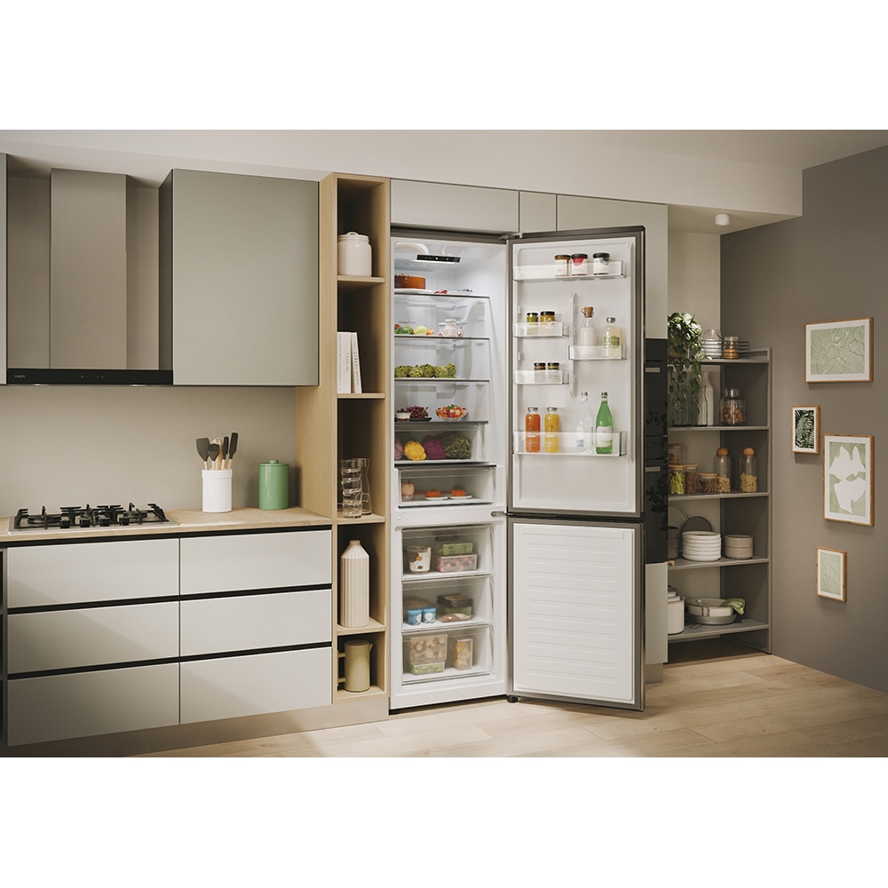 Combina frigorifica CANDY ECN2CQTEX206, Total No Frost, 409 l, H 205 cm, Clasa E, inox