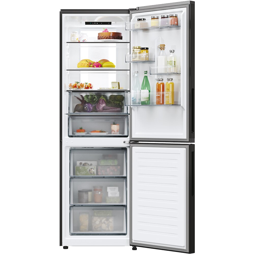 Combina frigorifica CANDY ECN4CQTEB186, Total No Frost, 355 l, H 185 cm, Clasa E, Wi-Fi, negru