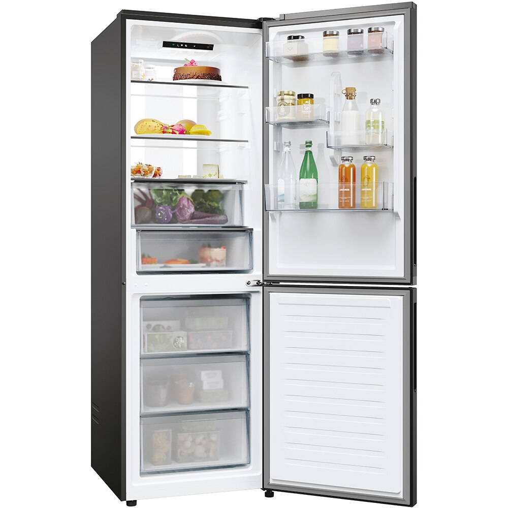Combina frigorifica CANDY ECN4CQTEB186, Total No Frost, 355 l, H 185 cm, Clasa E, Wi-Fi, negru
