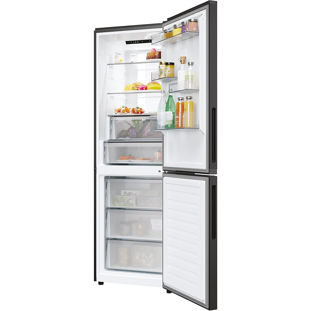 Combina frigorifica CANDY ECN4CQTEB186, Total No Frost, 355 l, H 185 cm, Clasa E, Wi-Fi, negru
