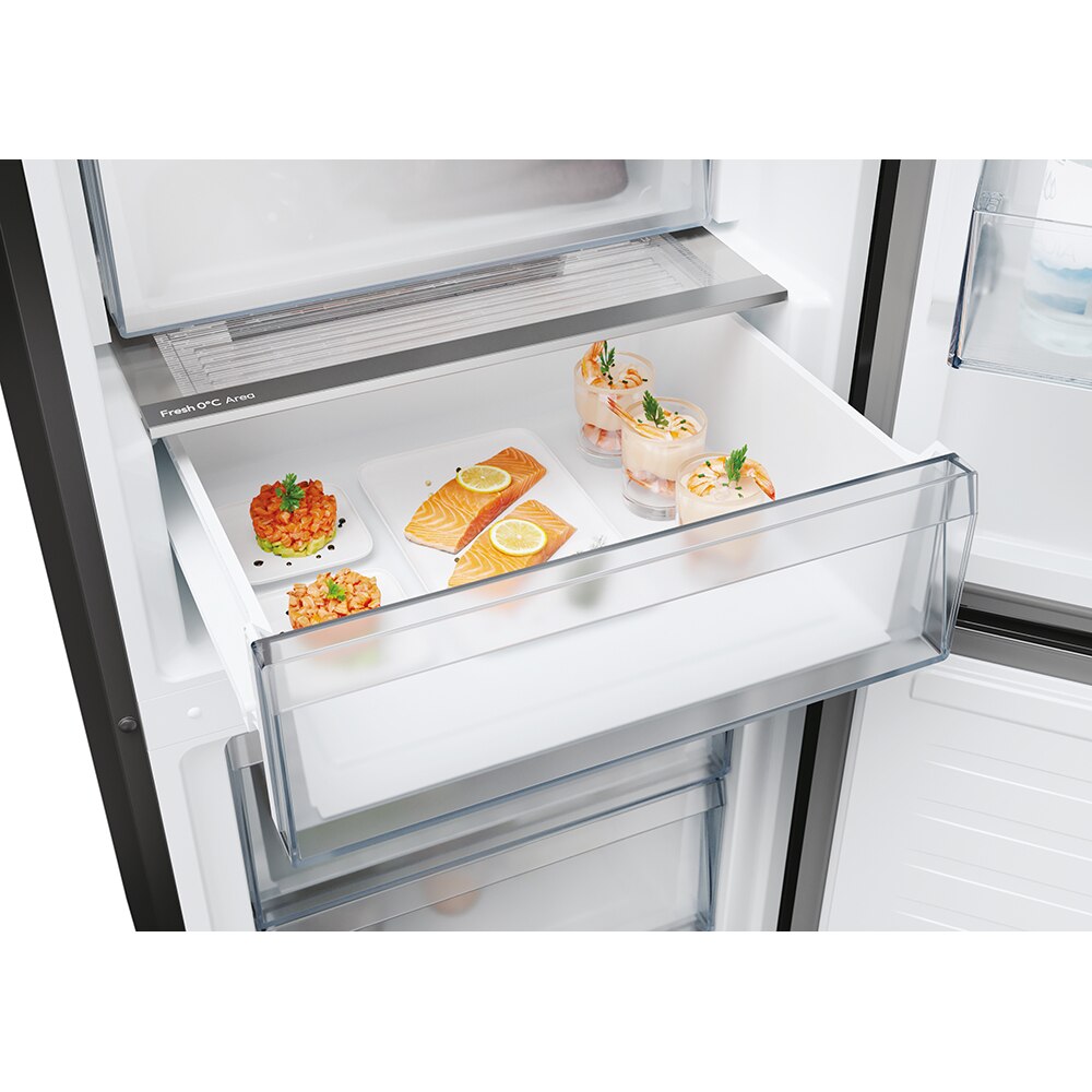 Combina frigorifica CANDY ECN4CQTEB186, Total No Frost, 355 l, H 185 cm, Clasa E, Wi-Fi, negru