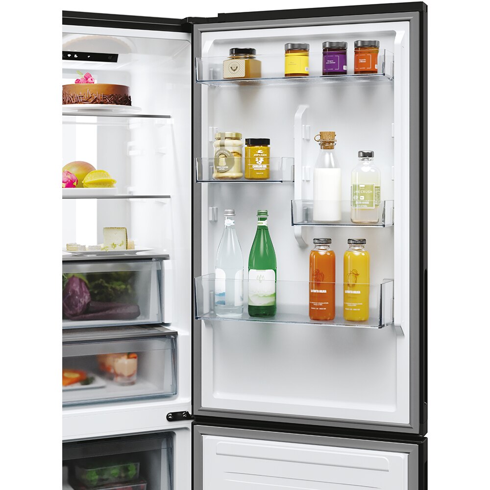 Combina frigorifica CANDY ECN4CQTEB186, Total No Frost, 355 l, H 185 cm, Clasa E, Wi-Fi, negru