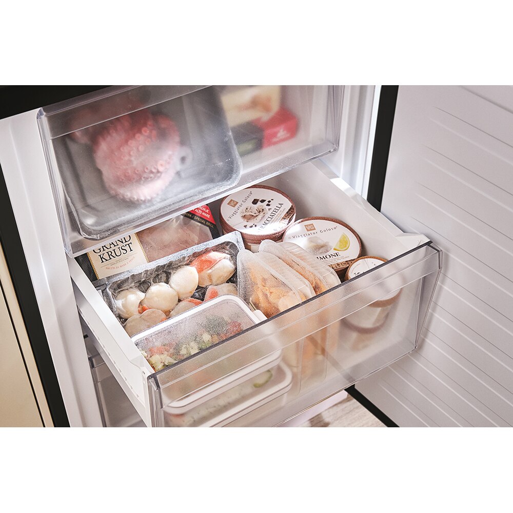 Combina frigorifica CANDY ECN4CQTEB186, Total No Frost, 355 l, H 185 cm, Clasa E, Wi-Fi, negru