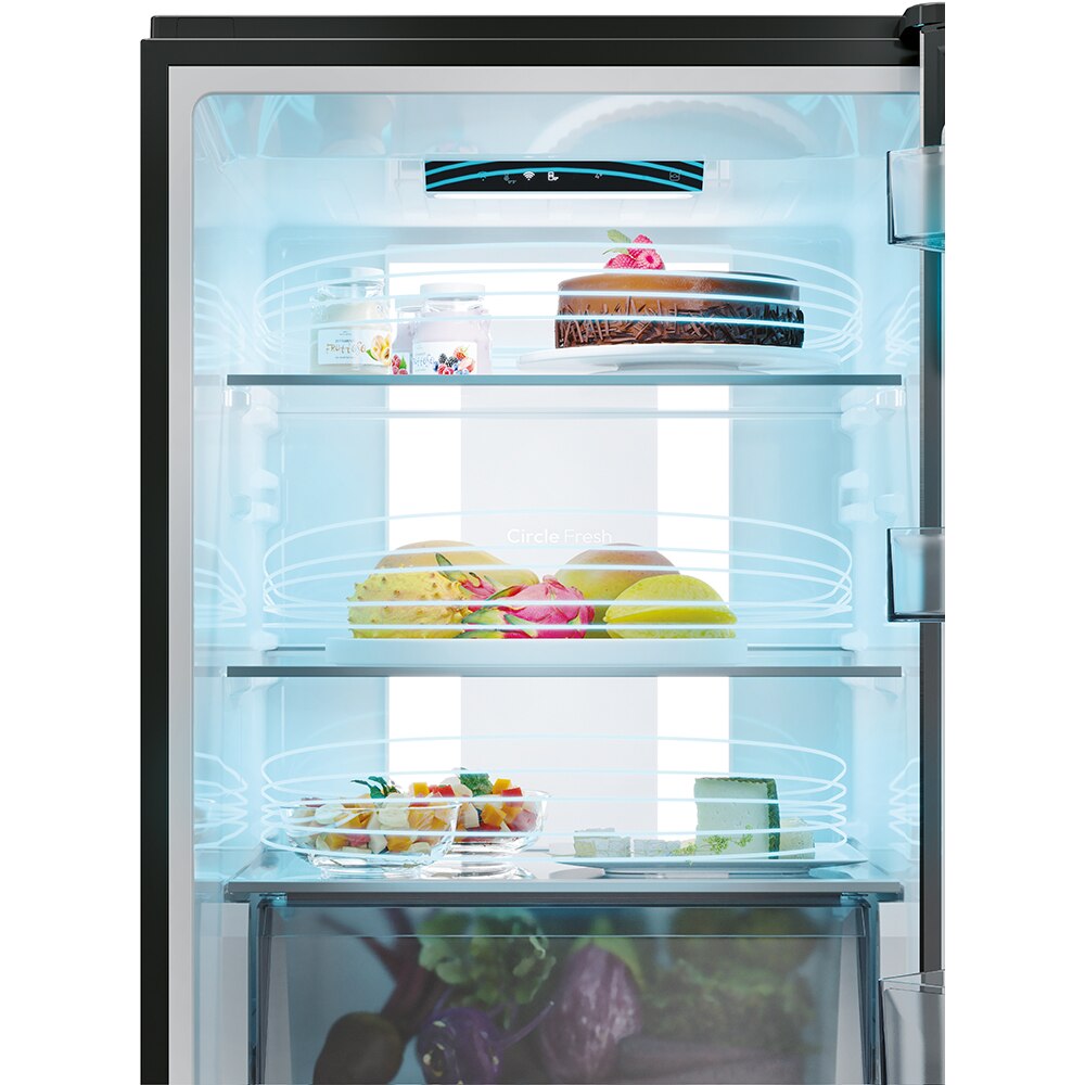 Combina frigorifica CANDY ECN4CQTEB186, Total No Frost, 355 l, H 185 cm, Clasa E, Wi-Fi, negru