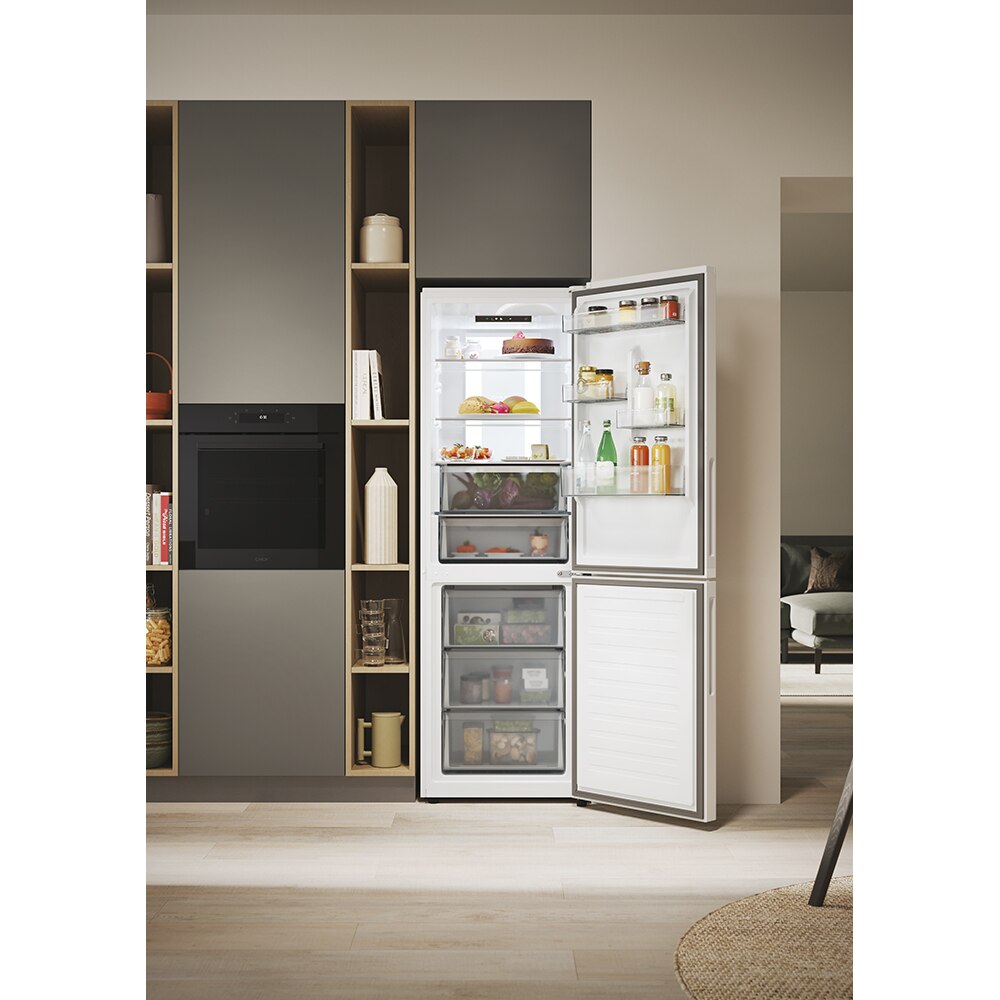 Combina frigorifica CANDY ECN4CQTEW186, Total No Frost, 355 l, H 185 cm, Clasa E, Wi-Fi, alb