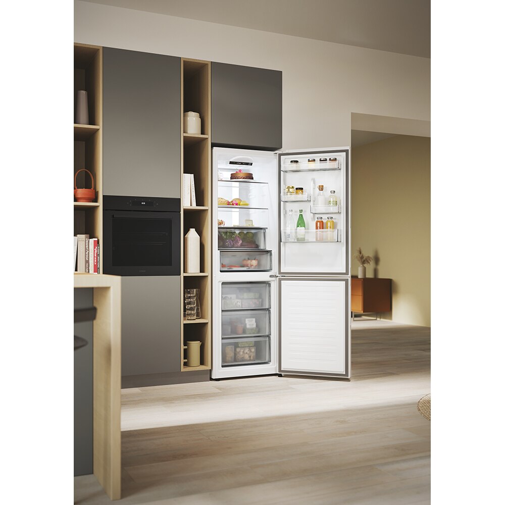 Combina frigorifica CANDY ECN4CQTEW186, Total No Frost, 355 l, H 185 cm, Clasa E, Wi-Fi, alb