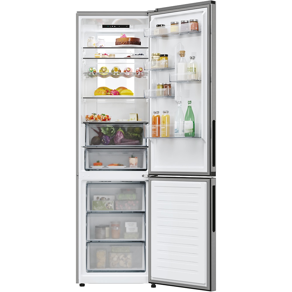 Combina frigorifica CANDY ECN4CQTEX206, Total No Frost, 409 l, H 205 cm, Clasa E, Wi-Fi, inox