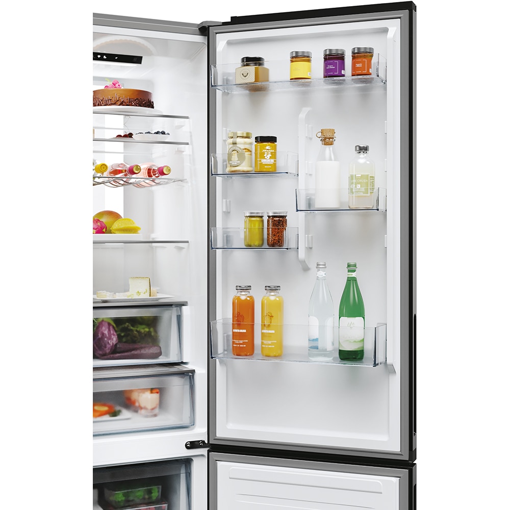 Combina frigorifica CANDY ECN4CQTEX206, Total No Frost, 409 l, H 205 cm, Clasa E, Wi-Fi, inox