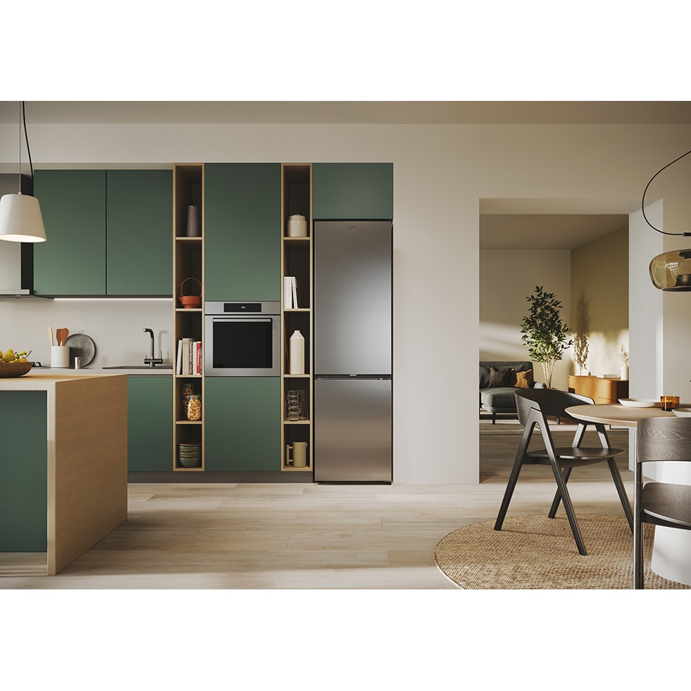 Combina frigorifica CANDY ECN4CQTEX206, Total No Frost, 409 l, H 205 cm, Clasa E, Wi-Fi, inox