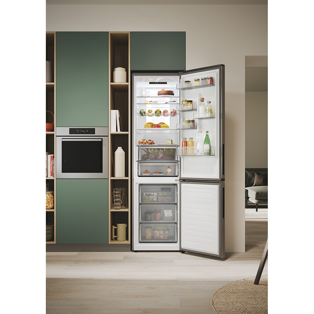 Combina frigorifica CANDY ECN4CQTEX206, Total No Frost, 409 l, H 205 cm, Clasa E, Wi-Fi, inox