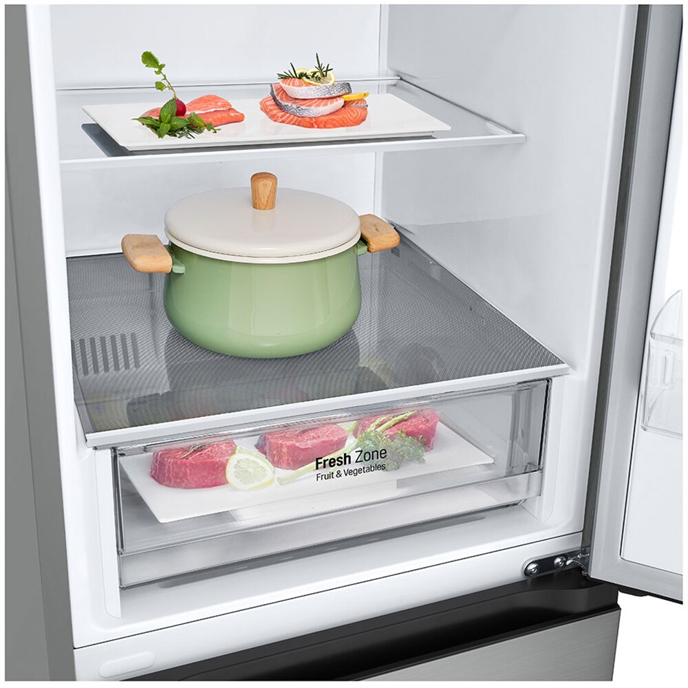 Combina frigorifica LG GBV21L0EPY, No Frost, 344 l, H 186 cm, Clasa E, argintiu