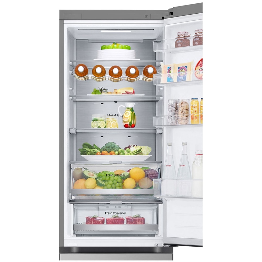 Combina frigorifica LG GBV7270EPY, No Frost, 387 l, H 203 cm, Clasa E, ThinQ, argintiu