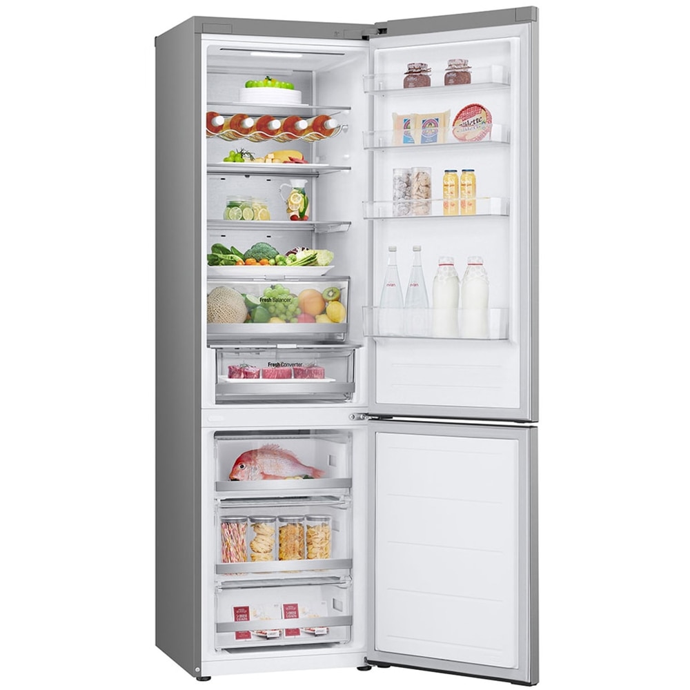 Combina frigorifica LG GBV7270EPY, No Frost, 387 l, H 203 cm, Clasa E, ThinQ, argintiu