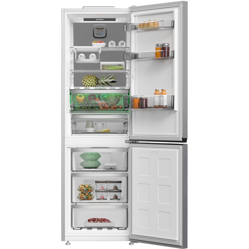 Combina frigorifica GRUNDIG GKPN 66840 LXPW, No Frost Duo Cooling, 316 l, H 186.5 cm, Clasa C, argintiu