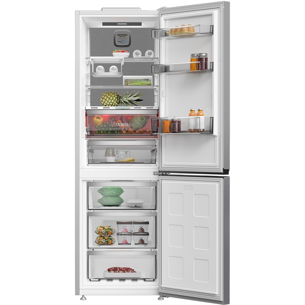 Combina frigorifica GRUNDIG GKPN 66840 LXPW, No Frost Duo Cooling, 316 l, H 186.5 cm, Clasa C, argintiu