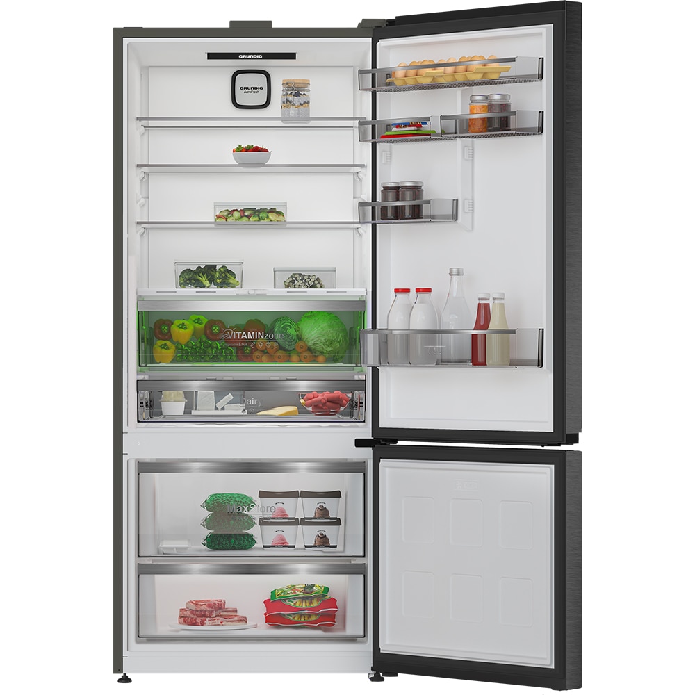 Combina frigorifica GRUNDIG GKPN 67830 FXRW, No Frost Duo Cooling, 551 l, H 187 cm, Clasa D, dark inox