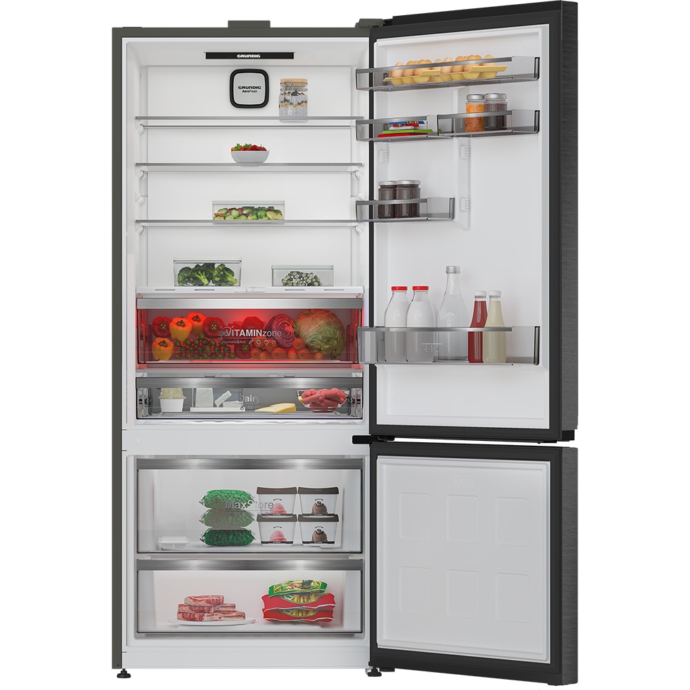 Combina frigorifica GRUNDIG GKPN 67830 FXRW, No Frost Duo Cooling, 551 l, H 187 cm, Clasa D, dark inox