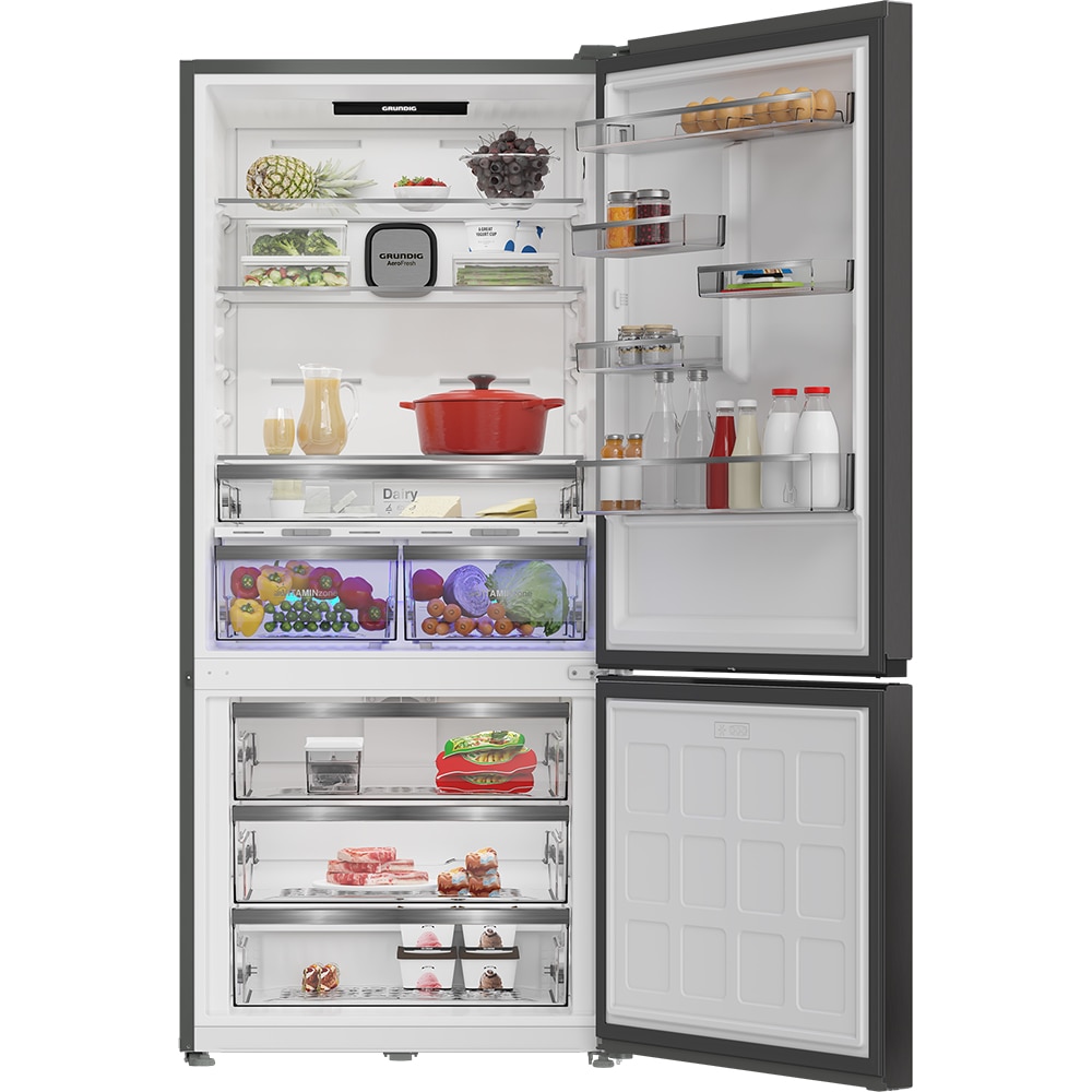 Combina frigorifica GRUNDIG GKPN6893FXD, No Frost, 615 l, H 193 cm, Clasa D, dark inox