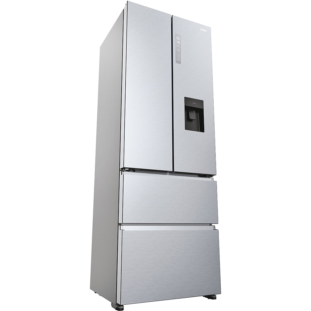 Side by Side HAIER HFR5720EWMG, Total No Frost, 477 l, H 201 cm, Clasa E, Dozator apa, argintiu