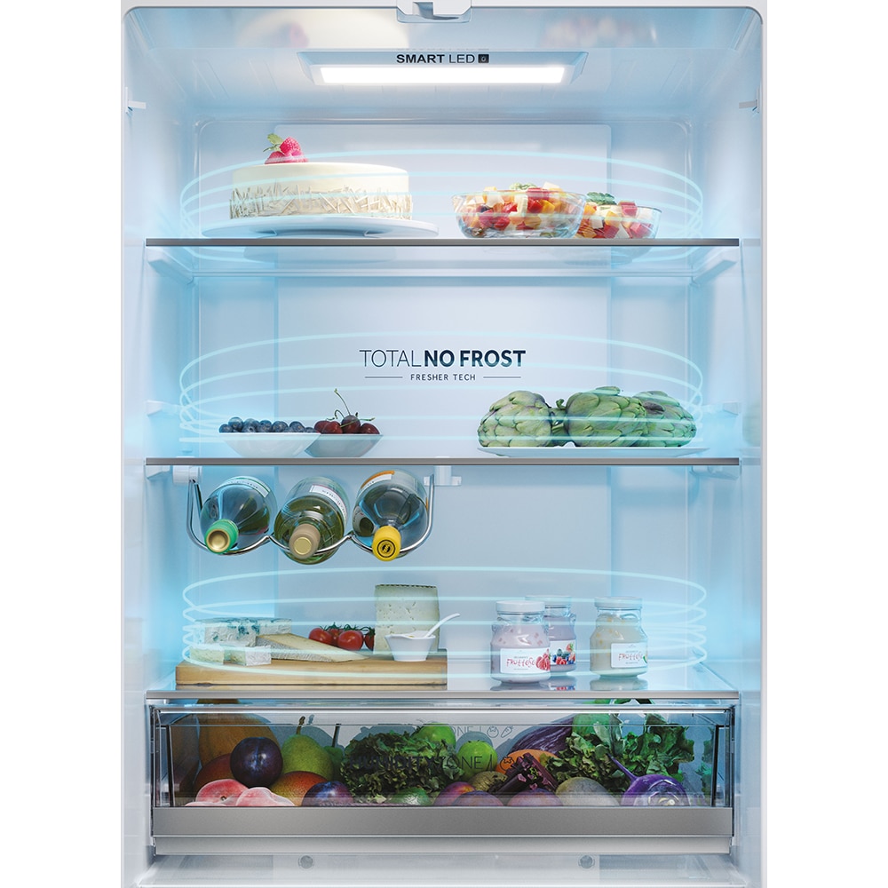 Side by Side HAIER HFR5720EWMG, Total No Frost, 477 l, H 201 cm, Clasa E, Dozator apa, argintiu