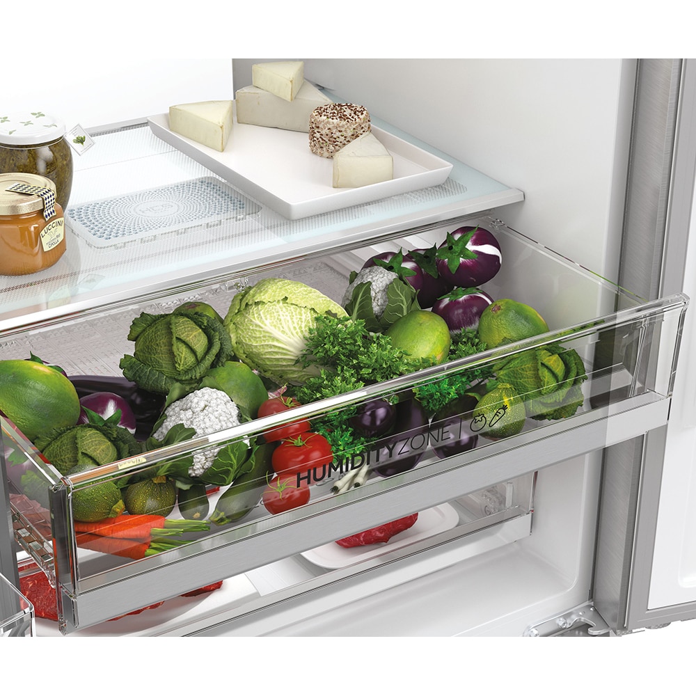 Side by Side HAIER HFR5720EWMG, Total No Frost, 477 l, H 201 cm, Clasa E, Dozator apa, argintiu