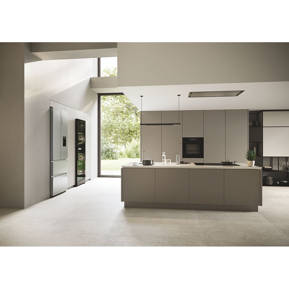 Side by Side HAIER HFR5720EWMG, Total No Frost, 477 l, H 201 cm, Clasa E, Dozator apa, argintiu