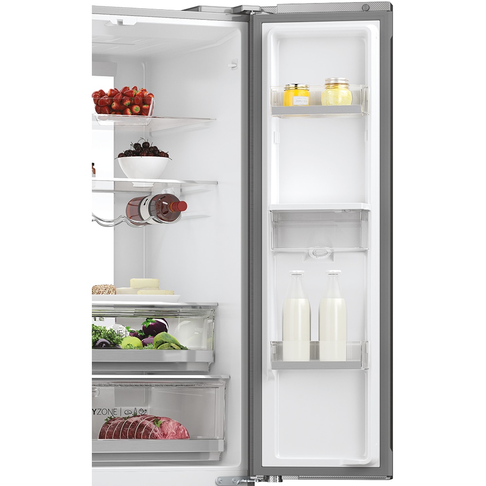 Side by Side HAIER HFR7720DWMP, Total No Frost, 477 l, H 201 cm, Clasa D, Dozator apa, inox