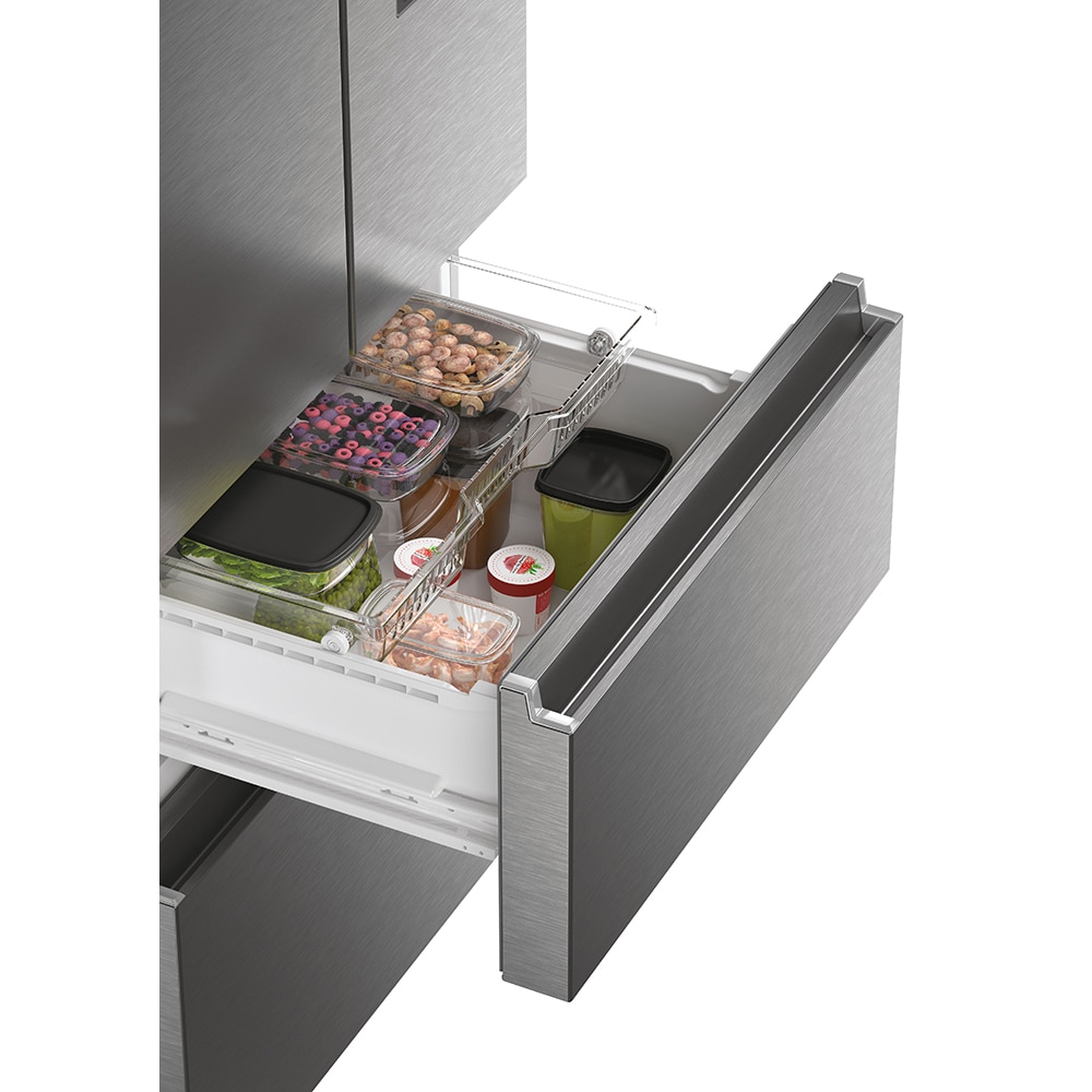 Side by Side HAIER HFR7720DWMP, Total No Frost, 477 l, H 201 cm, Clasa D, Dozator apa, inox