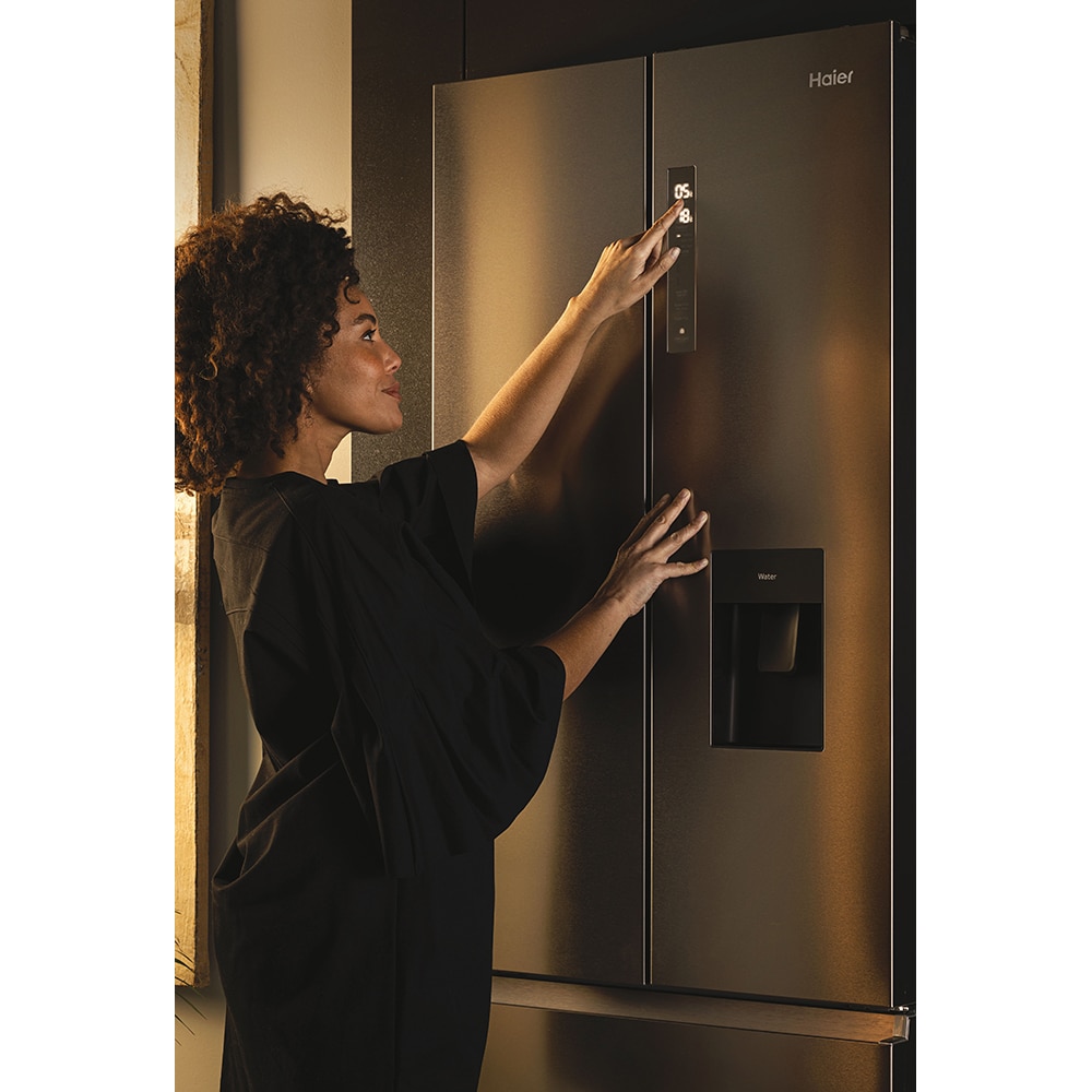 Side by Side HAIER HFR7720DWMP, Total No Frost, 477 l, H 201 cm, Clasa D, Dozator apa, inox