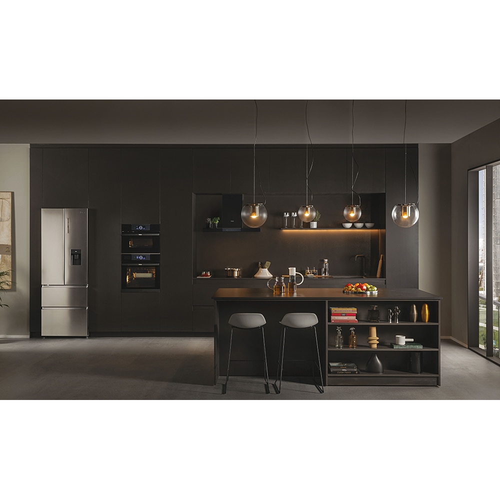 Side by Side HAIER HFR7720DWMP, Total No Frost, 477 l, H 201 cm, Clasa D, Dozator apa, inox