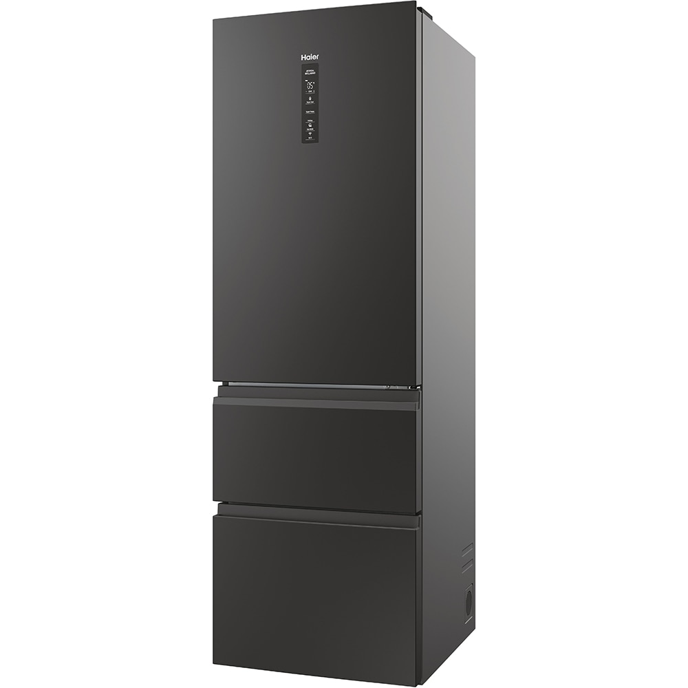 Combina frigorifica HAIER HTW5618DNPT, Total No Frost, 360 l, H 185 cm, Clasa D, Wi-Fi, negru